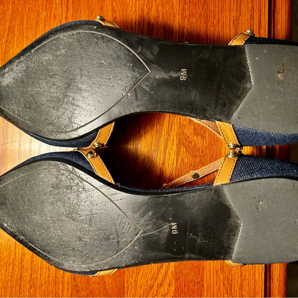 Halogen Women's Denim and Tan Studded Flats - Picture 4 of 5